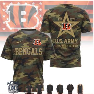 Cincinnati Bengals US Army Camo Star Salute To Service T Shirt