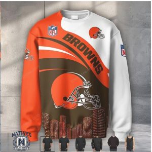 Cleveland Browns Football Mascot Skyline Graphic Hoodie T Shirt