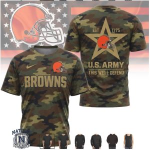 Cleveland Browns US Army Camo Star Salute To Service T Shirt