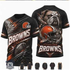 Cleveland Browns Football Bulldog Mascot Helmet T Shirt