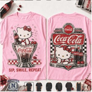 Coca Cola Hello Kitty Soda Glass Sip Smile Repeat T Shirt