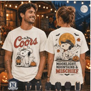 Coors Banquet Cowboy Snoopy Ghost Moonlight Mountains Mischief T Shirt