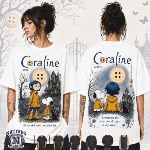 Coraline Snoopy Other World Button Moon Halloween Vintage T Shirt