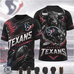 Houston Texans Football Charging Bull Helmet T Shirt