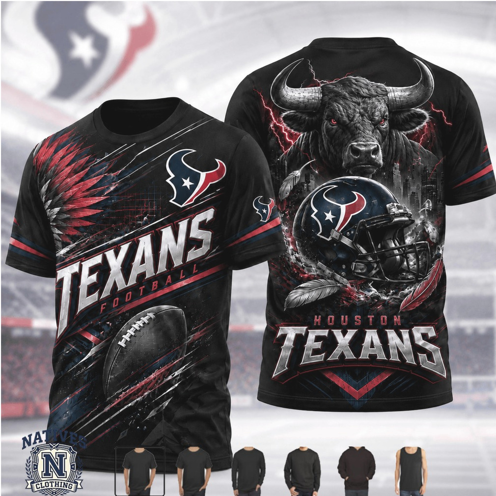 Houston Texans Football Charging Bull Helmet T Shirt Houston Texans Football Charging Bull Helmet T Shirt