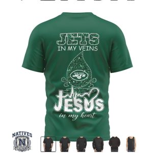 New York Jets Faith Cross Heartbeat Jesus In My Heart T Shirt