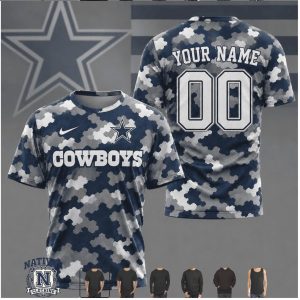 Dallas Cowboys Blue Camo Custom Name Number Performance T Shirt