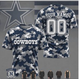 Dallas Cowboys Blue Camo Custom Name Number Performance T Shirt