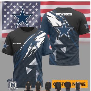 Dallas Cowboys Custom Name Ripped Style Performance T Shirt