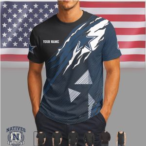 Dallas Cowboys Custom Name Ripped Style Performance T Shirt