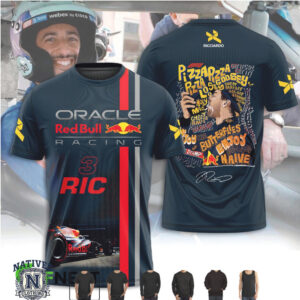 Daniel Ricciardo Red Bull Racing Pizza Quote Collage T Shirt