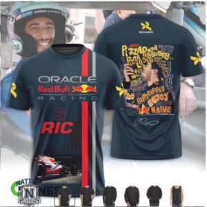Daniel Ricciardo Red Bull Racing Pizza Quote Collage T Shirt