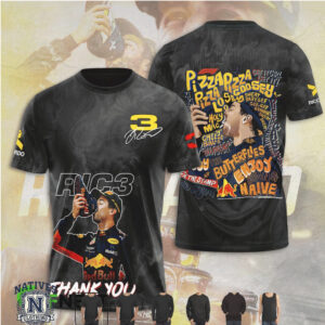 Daniel Ricciardo Red Bull Racing Shoey Celebration Thank You T Shirt