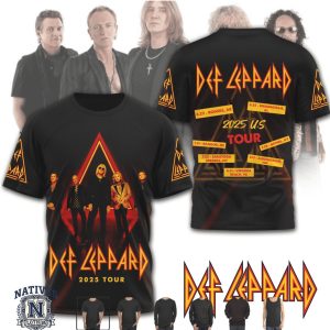 Def Leppard 2025 US Tour Official Band Logo Graphic Concert T Shirt