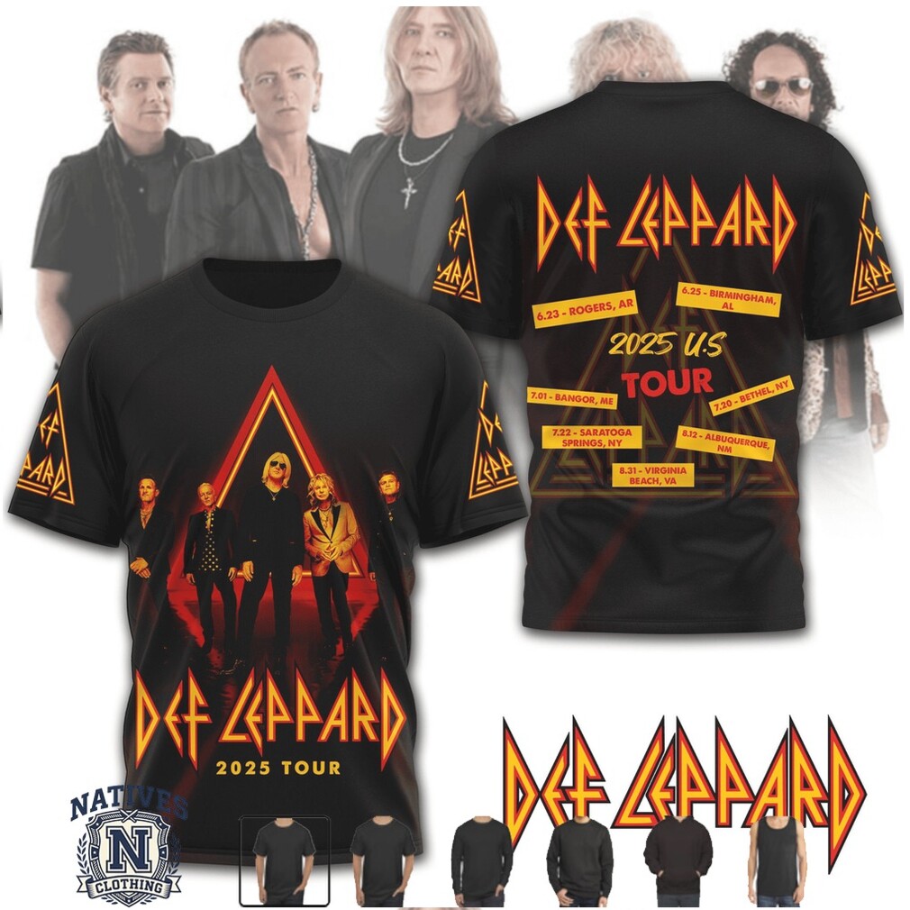 Def Leppard 2025 US Tour Official Band Logo Graphic Concert T Shirt Def Leppard 2025 US Tour Official Band Logo Graphic Concert T Shirt