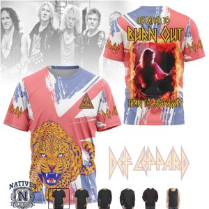 Def Leppard Burn Out Leopard Union Jack Vintage Rock Music T Shirt