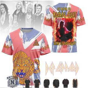 Def Leppard Burn Out Leopard Union Jack Vintage Rock Music T Shirt