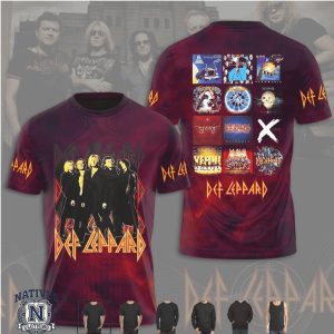 Def Leppard Classic Rock Band Albums Collage Graphic Concert T Shirt