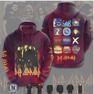 Def Leppard Classic Rock Band Albums Collage Graphic Concert T Shirt
