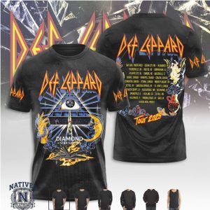 Def Leppard Diamond Star Halo Tour 2025 Graphic Rock Concert T Shirt