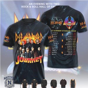 Def Leppard Journey Summer Stadium Tour 2024 Band Graphic T Shirt