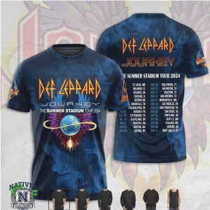 Def Leppard Journey Summer Stadium Tour 2024 Music Graphic Apparel T Shirt