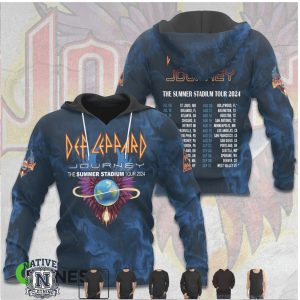 Def Leppard Journey Summer Stadium Tour 2024 Music Graphic Apparel T Shirt