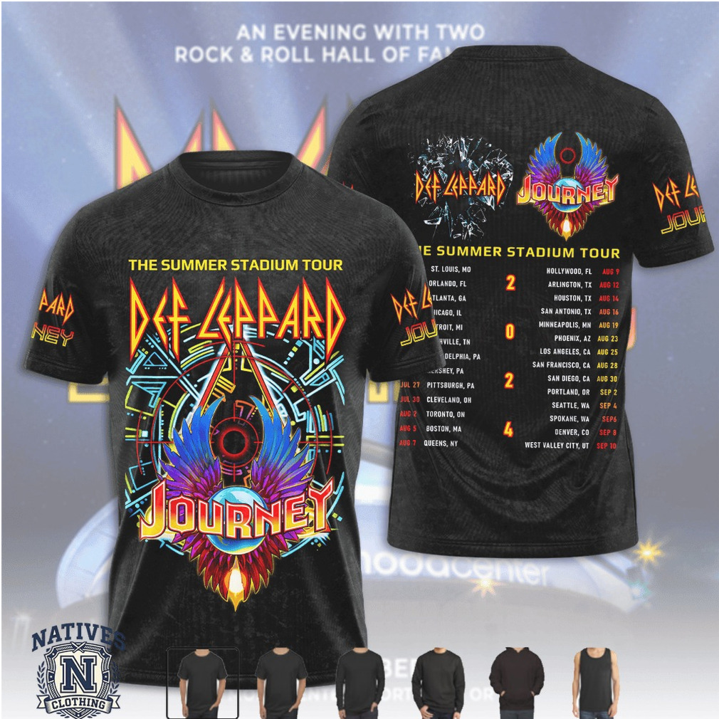 DEF LEPPARD ツアープリント バンドTシャツ Def Leppard Journey Summer Stadium Tour Rock Concert Band T Shirt