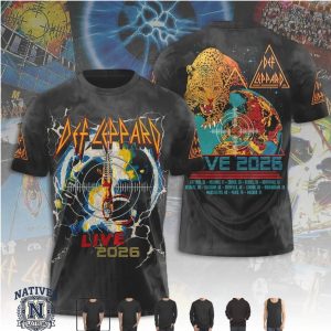 Def Leppard Leopard Globe Live 2026 Rock Music Graphic T Shirt