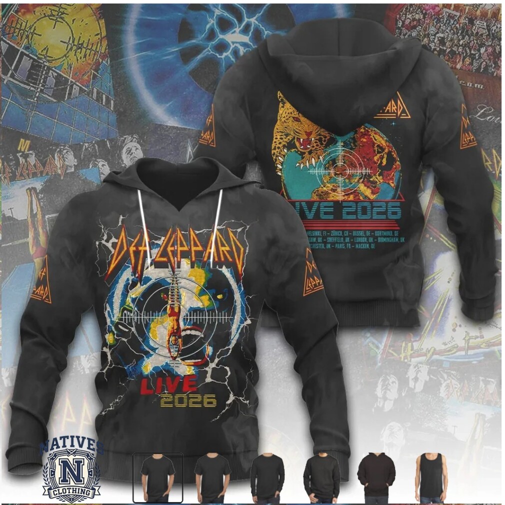 Def Leppard Leopard Globe Live 2026 Rock Music Graphic T Shirt Def Leppard Leopard Globe Live 2026 Rock Music Graphic T Shirt