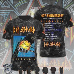 Def Leppard Pyromania 40th Anniversary 1983 2023 Tour T Shirt