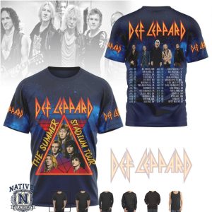 Def Leppard Summer Stadium Tour 2026 Retro Band Graphic T Shirt