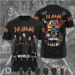Def Leppard The World Tour 2023 Signature Guitar Graphic T Shirt