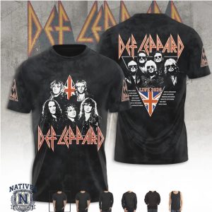 Def Leppard Union Jack Band Photo 2026 Tour Graphic T Shirt