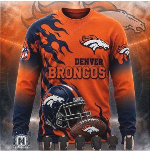Denver Broncos Helmet Fire Flame Sweatshirt