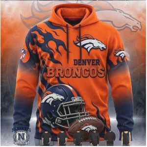 Denver Broncos Helmet Fire Flame Sweatshirt