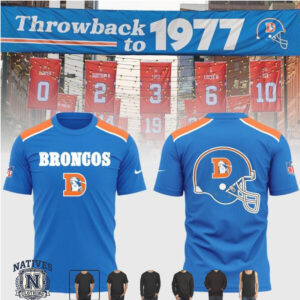 Denver Broncos Throwback 1977 Vintage Helmet Football T Shirt