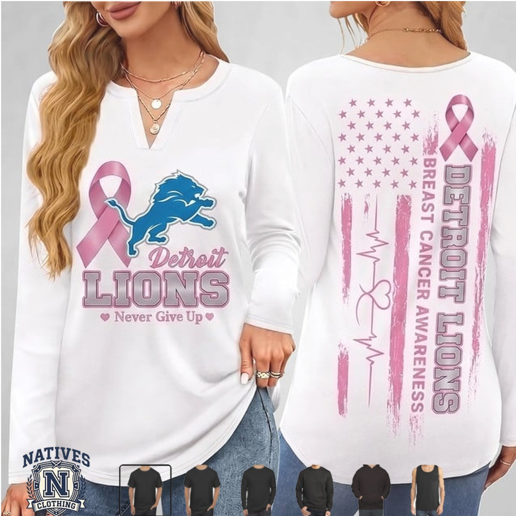 Detroit Football Breast Cancer Awareness Long Sleeve T Shirt Detroit Football Breast Cancer Awareness Long Sleeve T Shirt