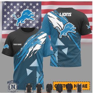 Detroit Lions Custom Name Ripped Style Performance T Shirt