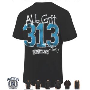 Detroit Lions Football Hockey Mask All Grit Three Thirteen T Shirt