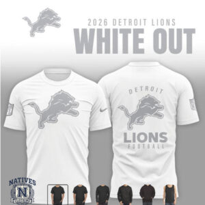Detroit Lions Football Team Logo White Out 2026 T Shirt