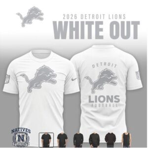 Detroit Lions Football Team Logo White Out 2026 T Shirt