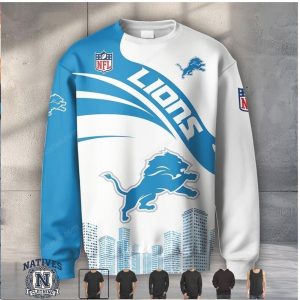 Detroit Lions Mascot Skyline Graphic T Shirt Hoodie