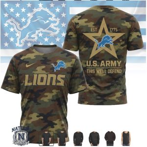 Detroit Lions US Army Salute To Service Camo T Shirt