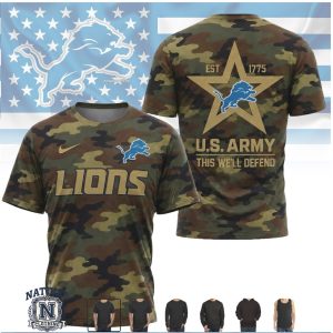 Detroit Lions US Army Salute To Service Camo T Shirt