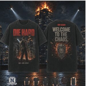 Die Hard Movie Action Hero Building Fire Vintage T Shirt