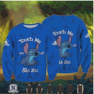 Disney Stitch Touch Me And I Will Bite You Cute Cartoon T Shirt
