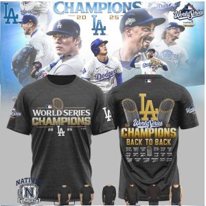 Dodgers 2025 World Series Champions Back To Back Signature T Shirt