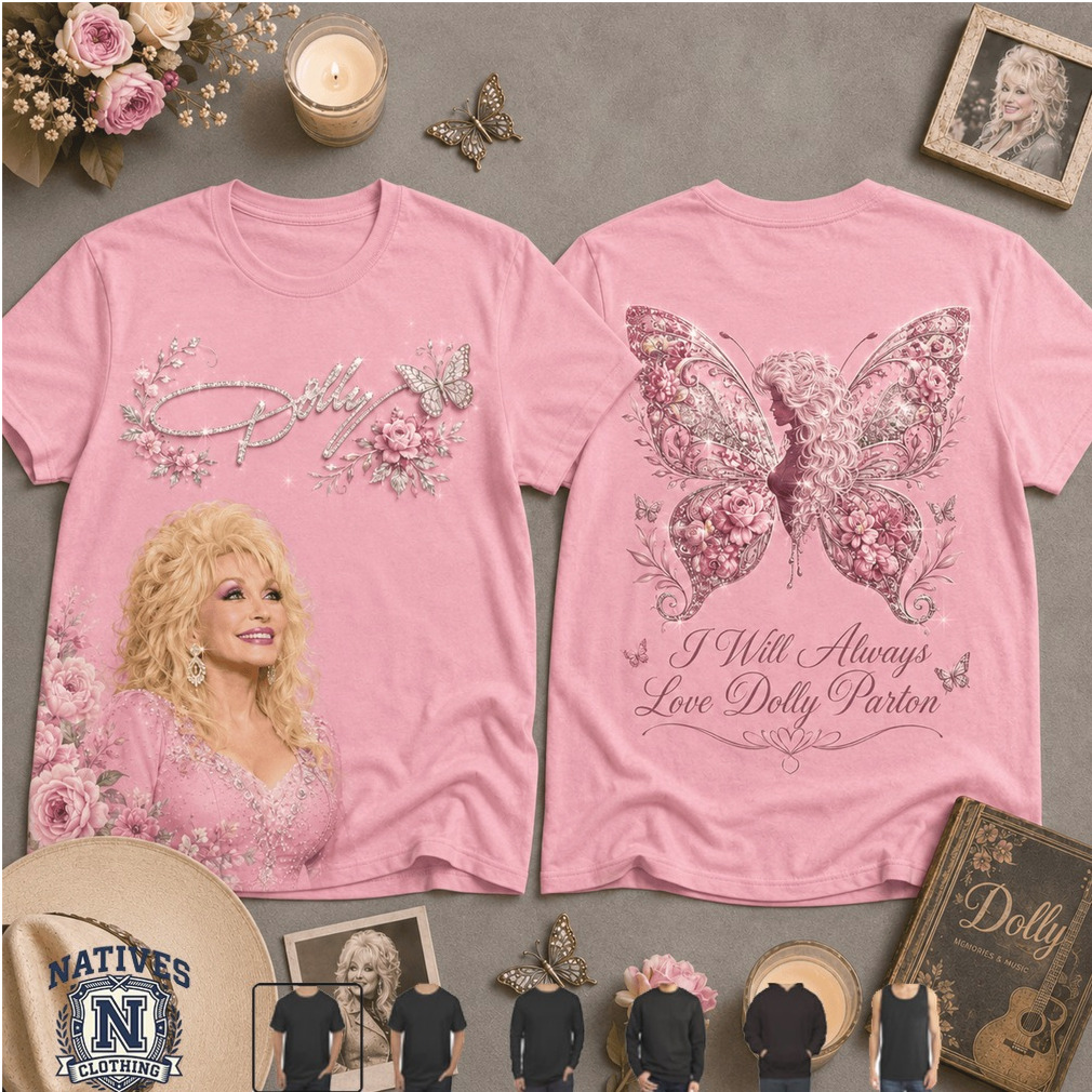 Dolly Parton Butterfly Pink Glitter Floral T Shirt Dolly Parton Butterfly Pink Glitter Floral T Shirt