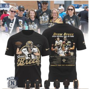 Drew Brees 2026 Football Hall Of Fame Tribute New Orleans Saints T Shirt